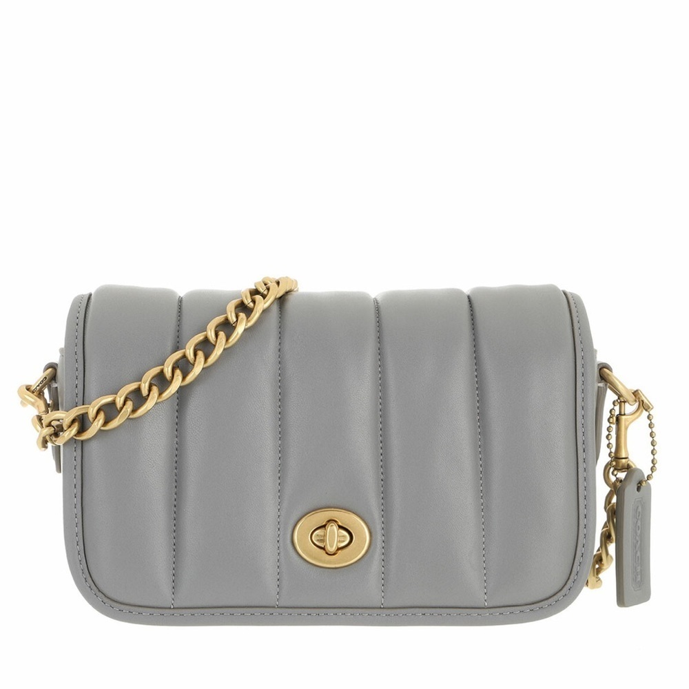 Coach Originals Quilted Turnlock Convertible Dinky 18 Leather Bag Granite Grey